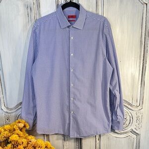 Men's Hugo Boss Sharp Fit Blue and Lavender Checkered Button Down Dress Shirt